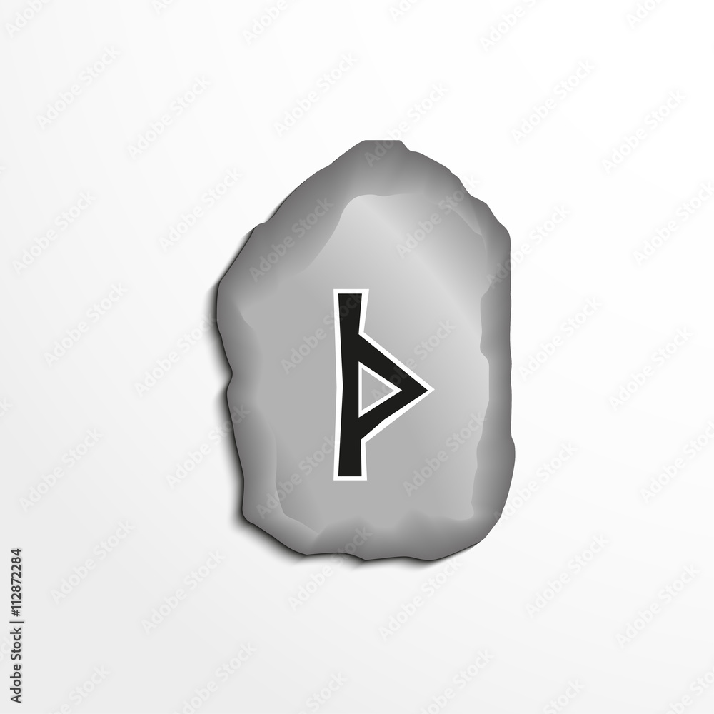 Poster Ancient rune on the stone. Vector illustration.