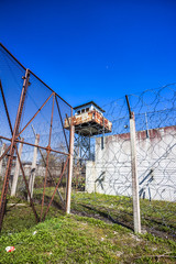 Abandoned Soviet time prison in Rummu quarry, Estonia