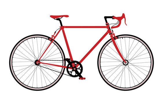 Classic town, road singlespeed bicycle, detailed vector illustration.