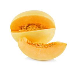Yellow cantaloupe isolated on the white background.