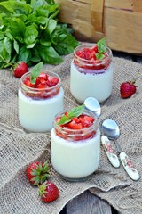 Strawberry panna-cotta dessert