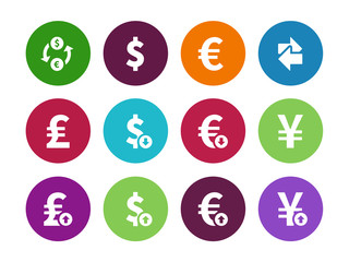 Fototapeta premium Exchange Rate circle icons on white background