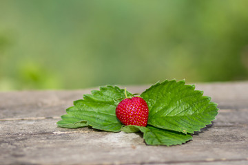 Fresh strawberries on wooden table