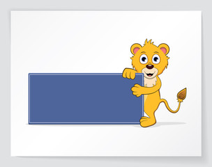 Lion with empty banner.