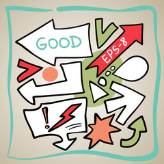 Set of doodled colors arrows