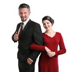 Happy mature couple isolated on white