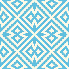 Bright ethnic abstract background. Seamless pattern with symmetric geometric ornament.