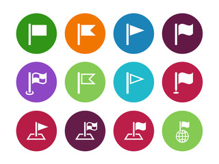 Flag circle icons on white background.