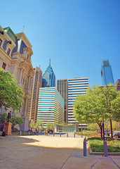 Fototapeta na wymiar Penn Square and Penn Center and skyline of skyscrapers in Philad