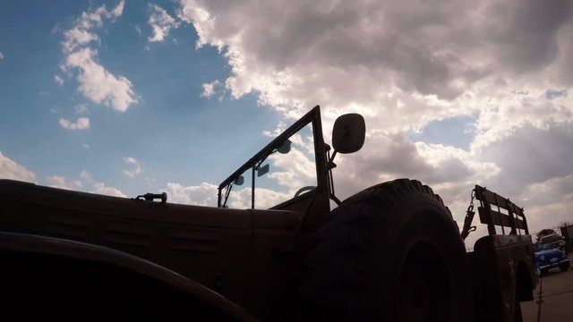 Front Part of Dodge Wc-51 on Background of Sky is Overcast With Clouds