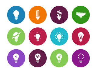 Light bulb and CFL lamp circle icons.