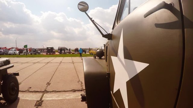 Door and Mudguard Studebaker in Perspective on Background of Sky