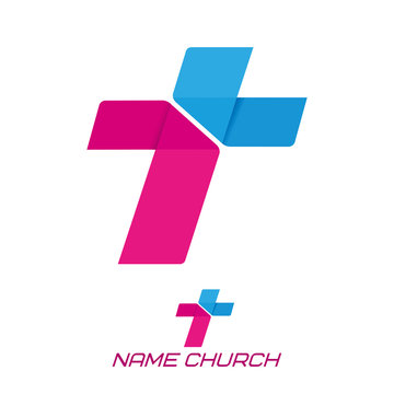 Template logo Christian Cross stylized youth