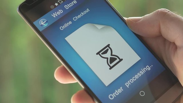 Buying from a web store online with a smartphone device.