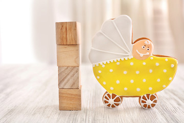 Decorative baby cookie and wooden cubes