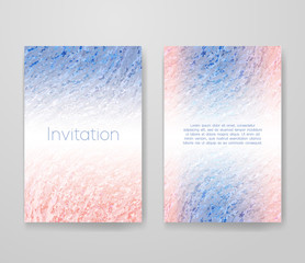 Business card with trendy colors rose quartz and serenity. Flyer template set, invitation collection, abstract elegant pattern vector design.