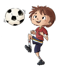 niño jugando a futbol con pelota © cirodelia