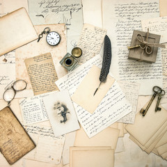 old letters and postcards, vintage accessory and antique photo