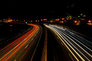 Fototapeta na wymiar Night photography traffic lines