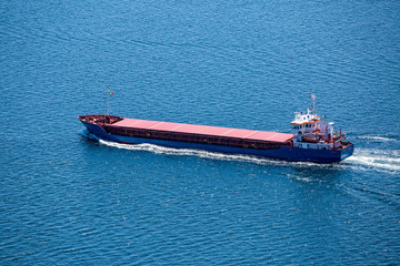 Cargo Ship Sailing in the Atlantic Ocean