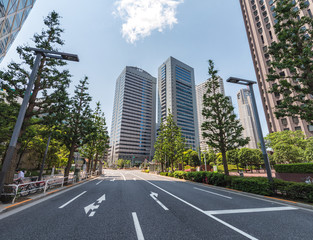 Fototapeta na wymiar Tokyo, Japan. Modern skyline of Shinjuku, skyward view