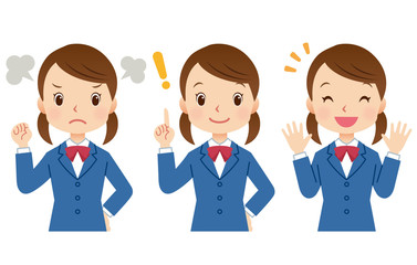 学生　女の子　表情セット