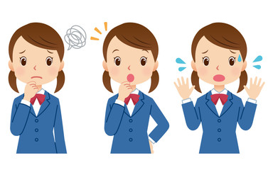 学生　女の子　表情セット