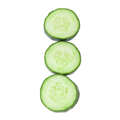 Three slices of fresh cucumber