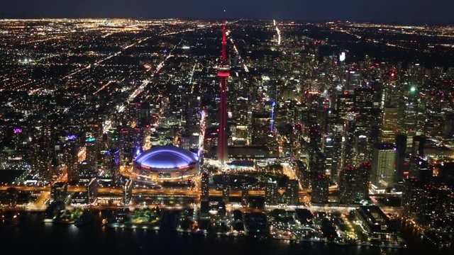 Toronto waterfront skyline aerial