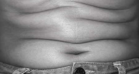 Closeup of abdominal surface woman fat black and white tone color