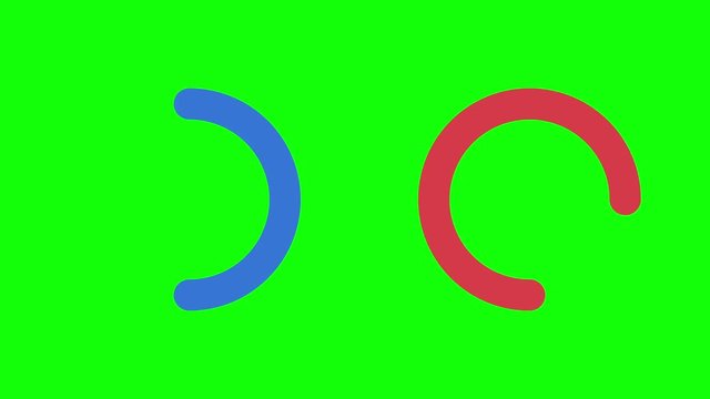 Progress loading ring UI indicator. Red and Blue Loading Circle. Download progress, preloader animation web design template, interface upload. Animation of UI element in 4K on green chroma key screen