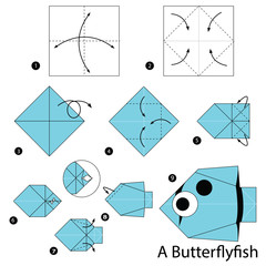 step by step instructions how to make origami A Butterfly fish.