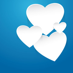 Vector - Valentine Day  white Heart on blue Background