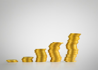 Coins graph stock market..