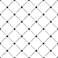 padded upholstery buttoned rhomb seamless pattern in black and white