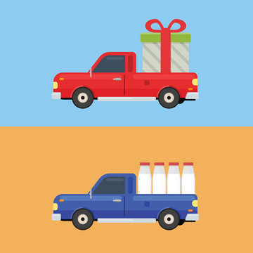 Pickup car to delivery gift and milk