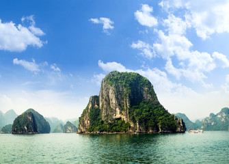 HALONG bay in vietnam. UNESCO World Heritage Site. This view from TiTop island and its most popular...