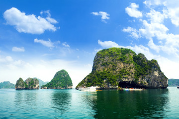 HALONG bay in vietnam. UNESCO World Heritage Site. This view from TiTop island and its most popular...