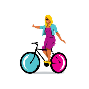 Vector Girl on Bike sign. Illustration.