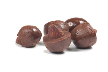 Almond chocolate isolated on white background
