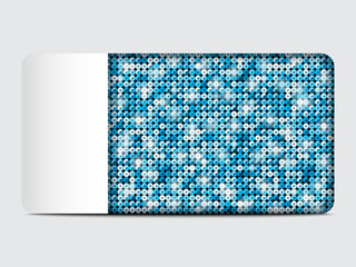 Vector gift card with blue sequins background.