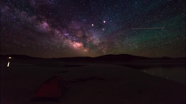 Small Tent under beautiful milky-way 4k time-lapse