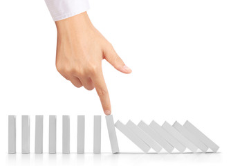 hand stop  dominoes continuous toppled