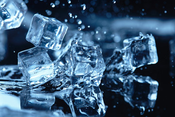 ice cubes with water splash