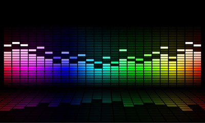Graphics of music equalizer on black background
