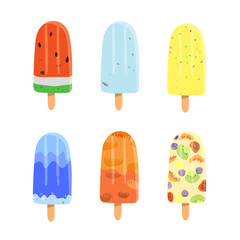 Summer fruit ice cream stick vector eps10.