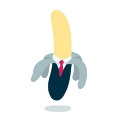 successful leadership bananhead business man floting on white background.