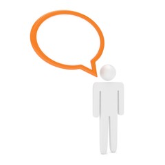 3d man with talk bubbles isolated over a white . 3d rendering.