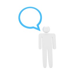 3d man with talk bubbles isolated over a white background. 3d rendering.