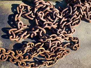 Old rusty metal iron chain